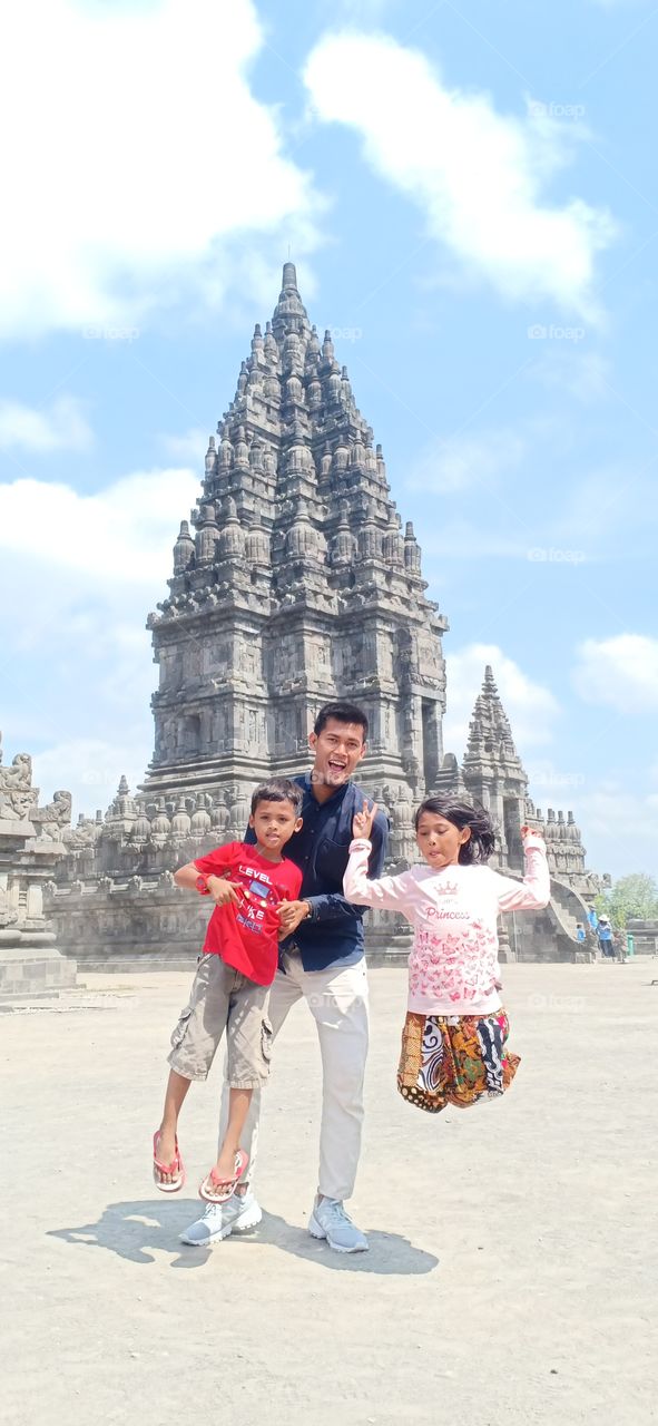 3 of mine so happy spend the holiday at Candi Prambanan, Indonesia