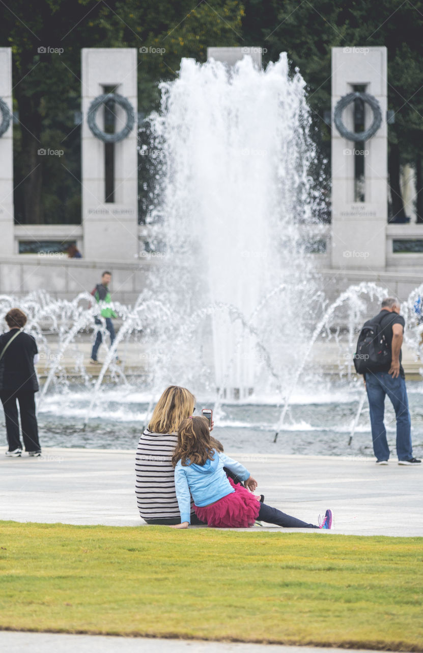 Family relaxes at the Pacific Monument 