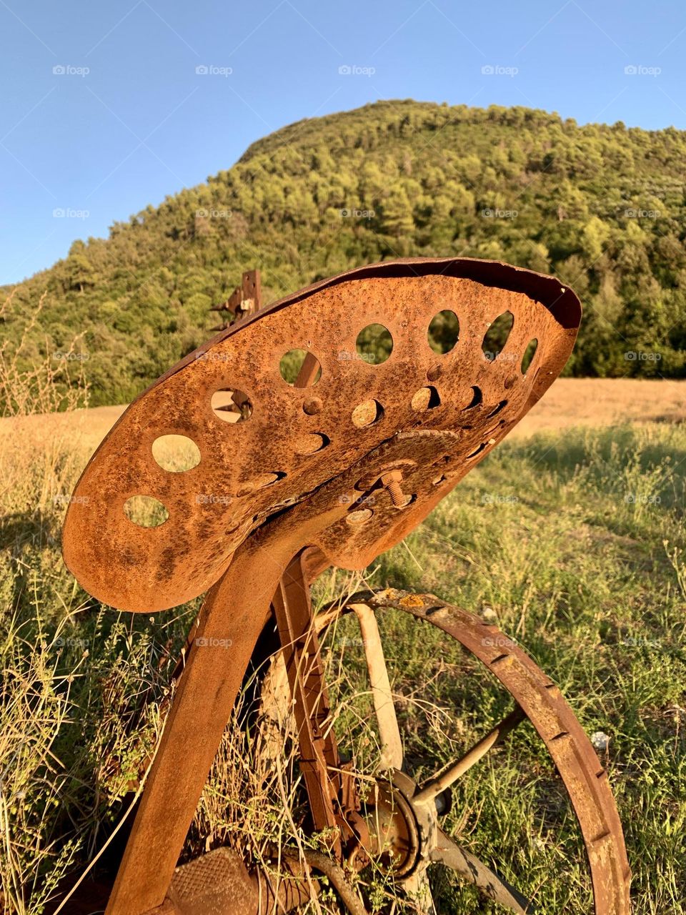 detail of an old disused agricultural tool in the Umbrian countryside