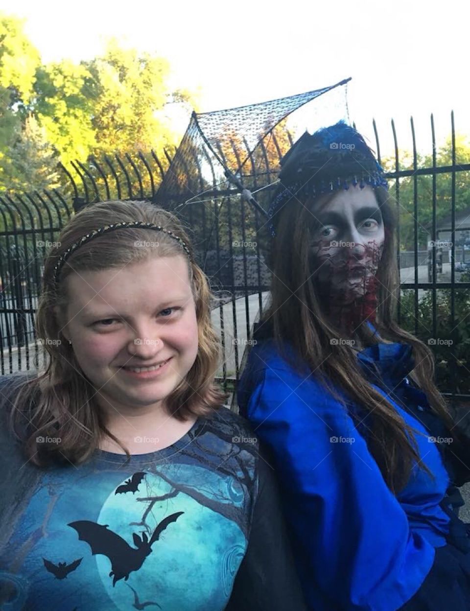 Halloween posing with the haunts at Lagoon amusement park in Utah.