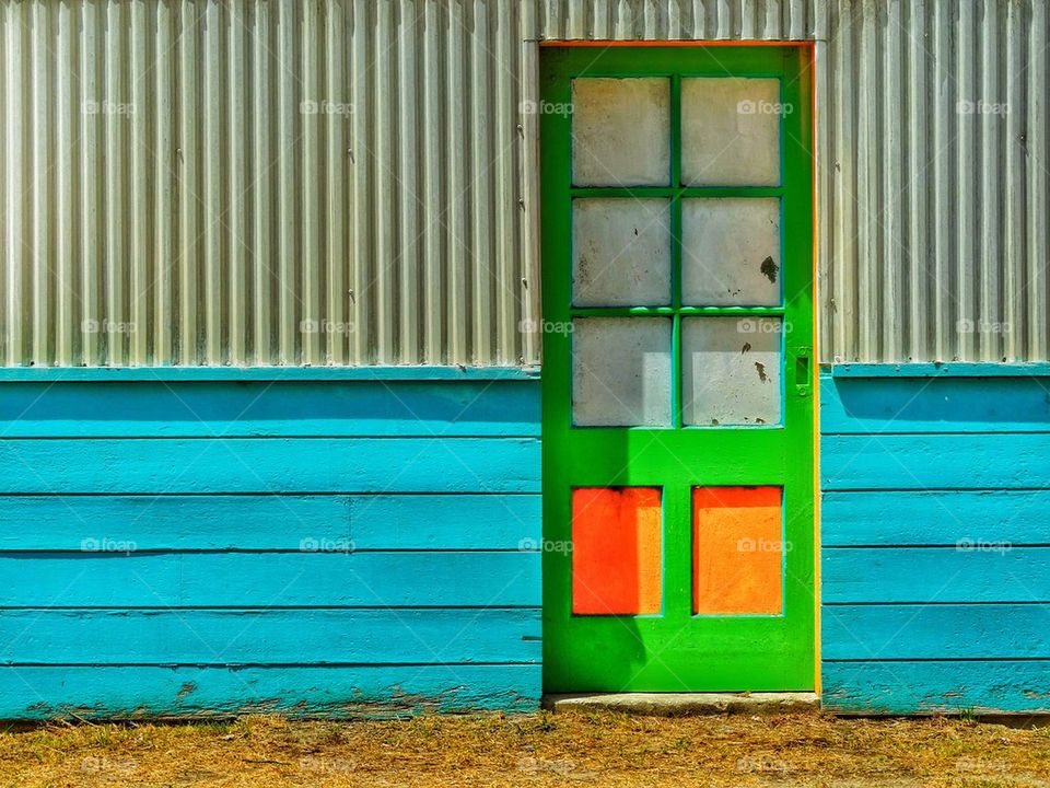 Colorful painted door