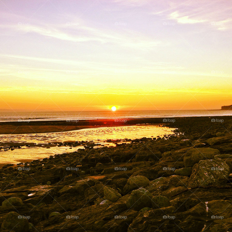 A beautiful spring Sunset in Llantwit Major on the South Wales Coast