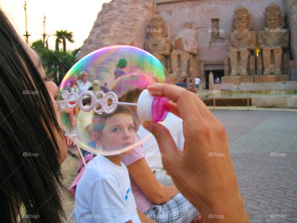 Happy time. Happy time with a soap ballon