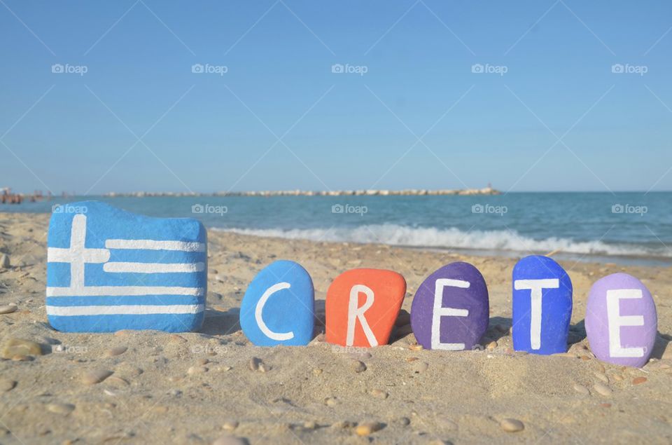 Souvenir of the greek island of Crete on colourful stones