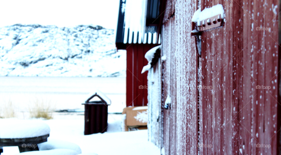 snow winter red wall by arman