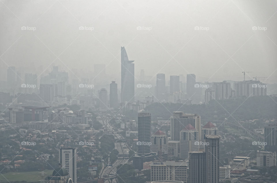 Kuala Lumpur, Malaysia, choking in a blanket of smoke during the height of the South East Asia haze problem in 2012-2013