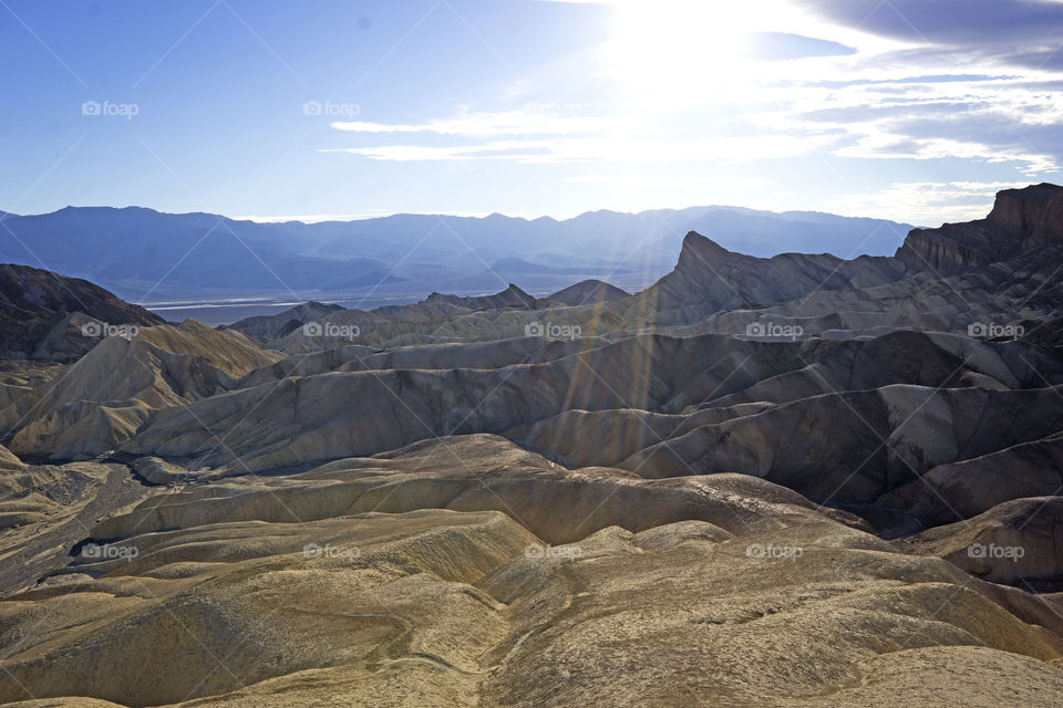 Sunshine over the desert in Death Valley