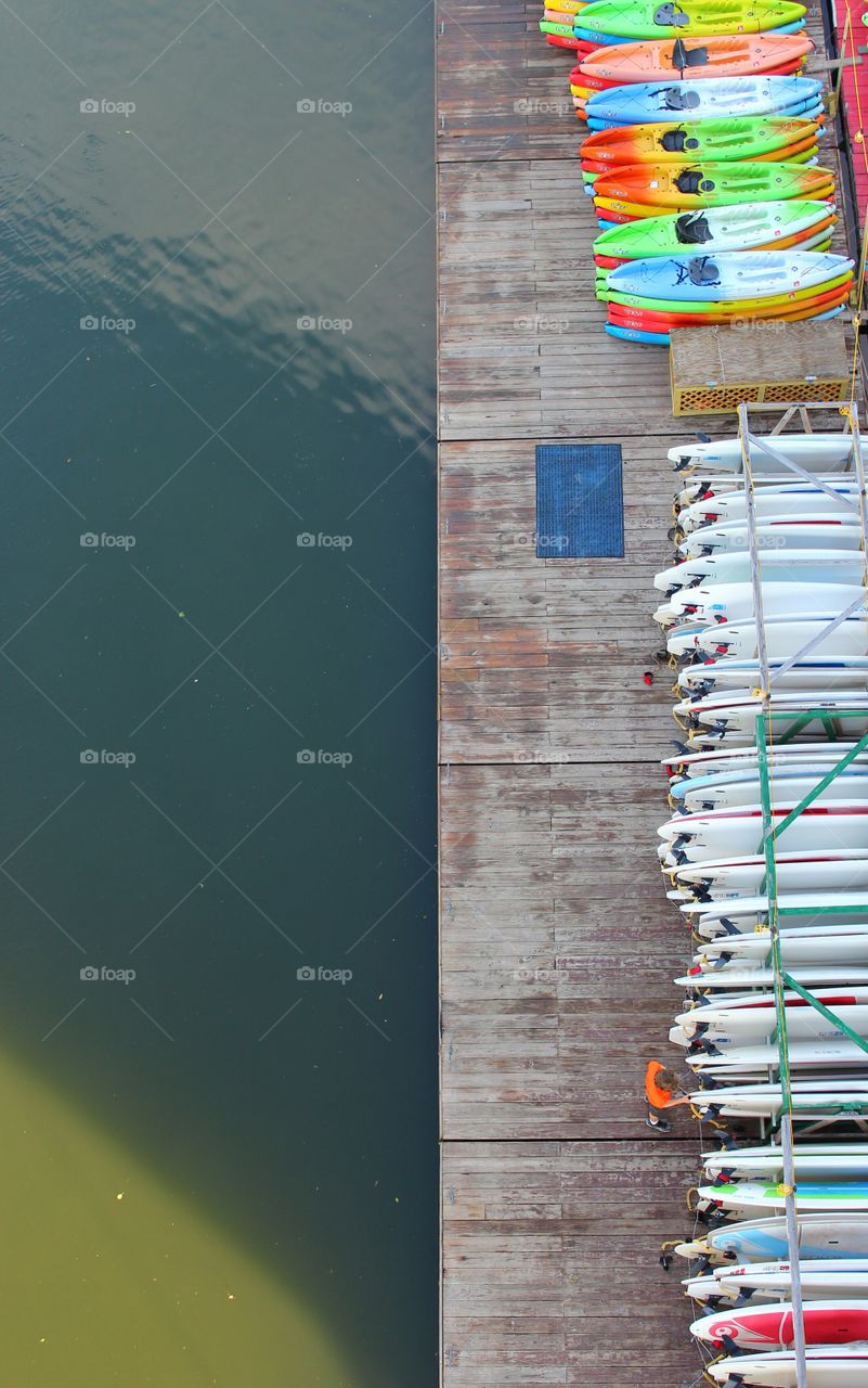 Boats Lined Up on Deck