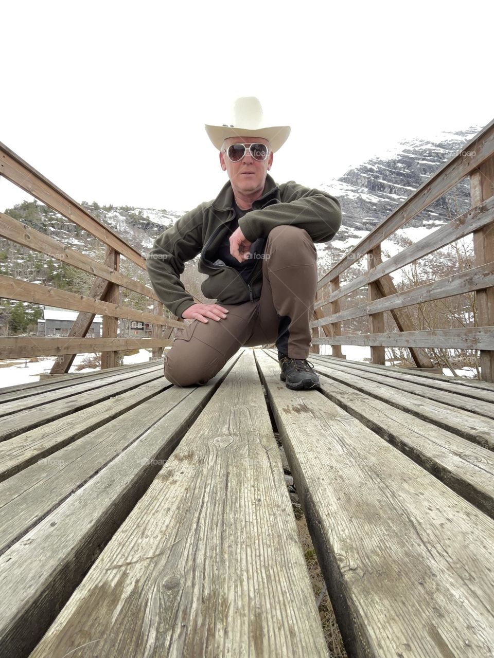 Person on a old bridge