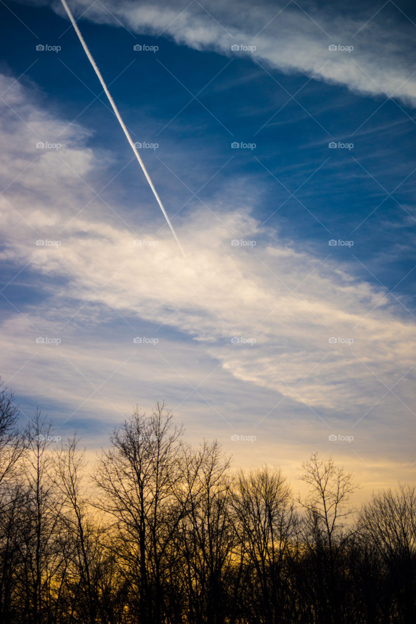 sky blue sunset clouds by delvec