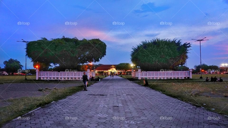 Banyan trees gate to Royal Palace in Yogyakarta
