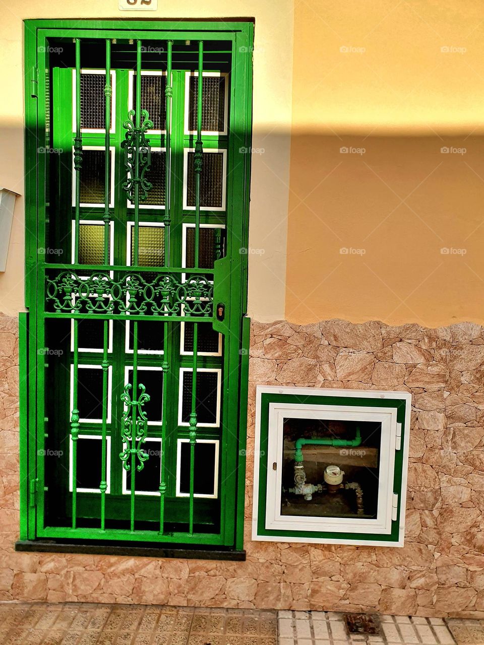 green - bright green front door