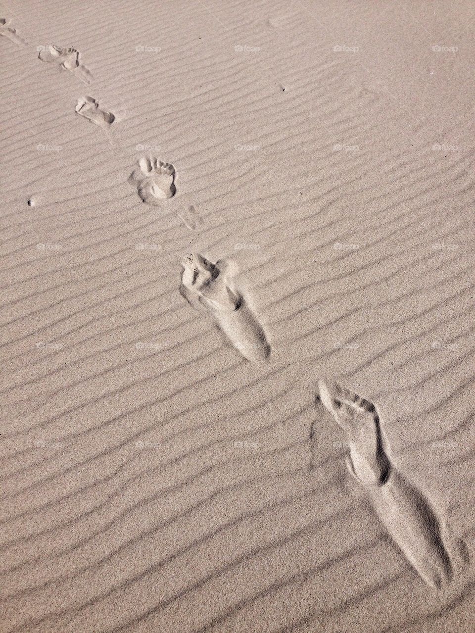 Foot prints on sand