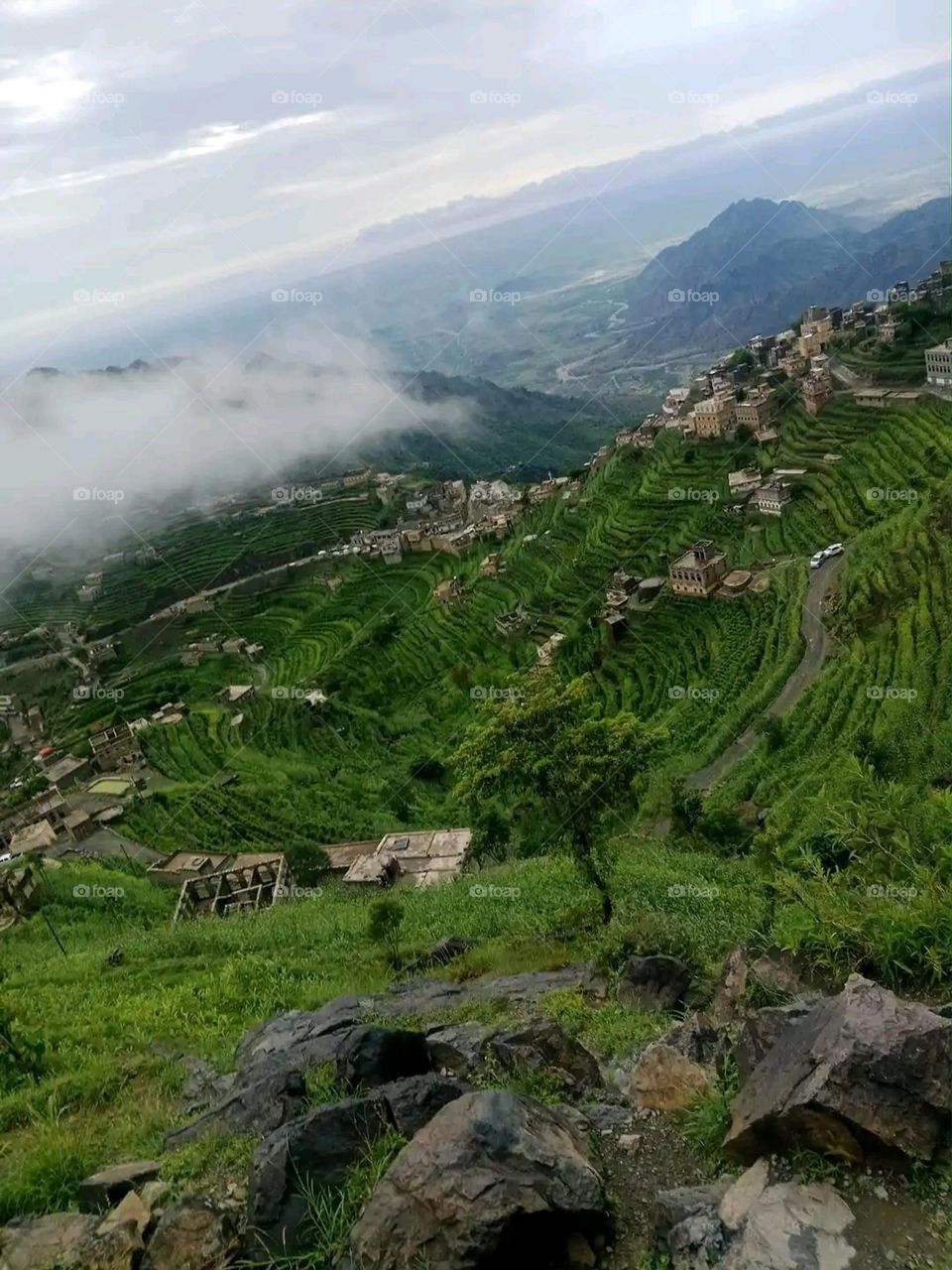 Glory be to God, the magnificent and picturesque view and the natural green trees are a view that is nothing more wonderful than it