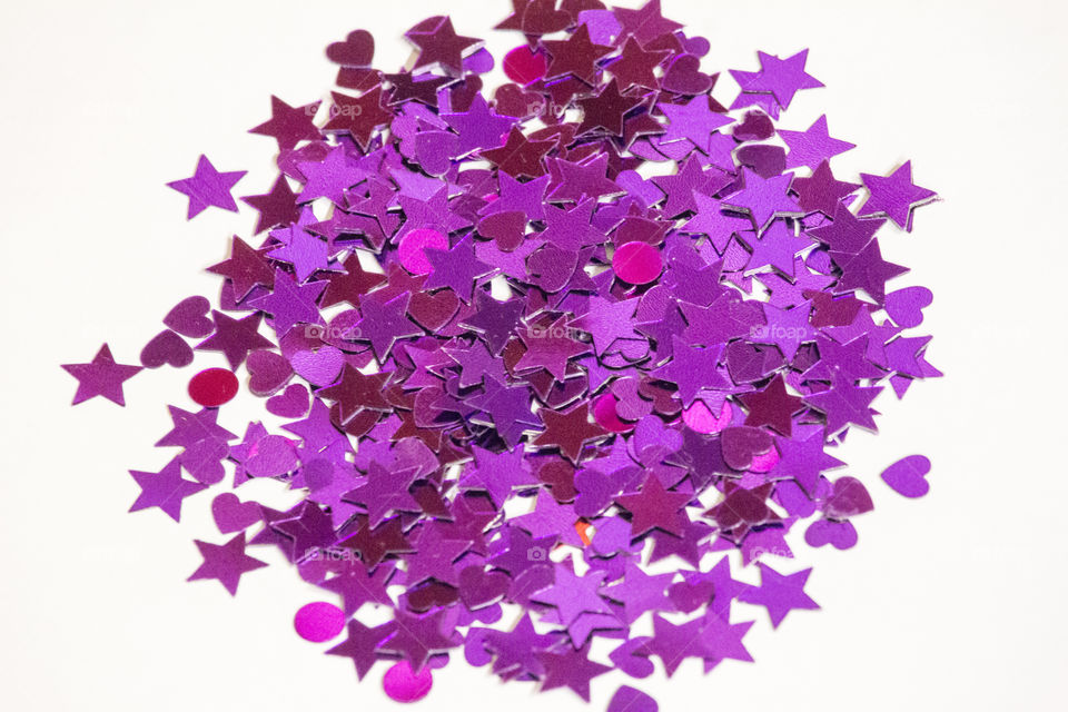 Purple stars and hearts - confetti 