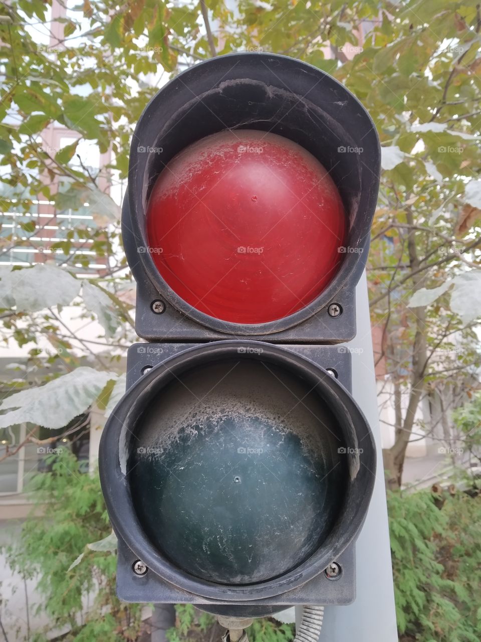 Traffic light near the underground garage.