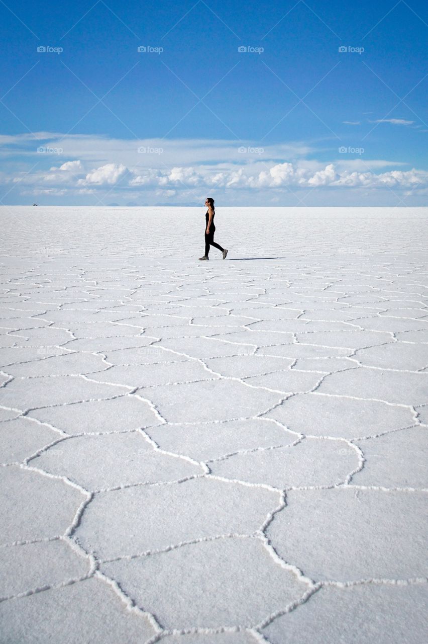 Hexagon shapes in the Uyuni Salt Flats