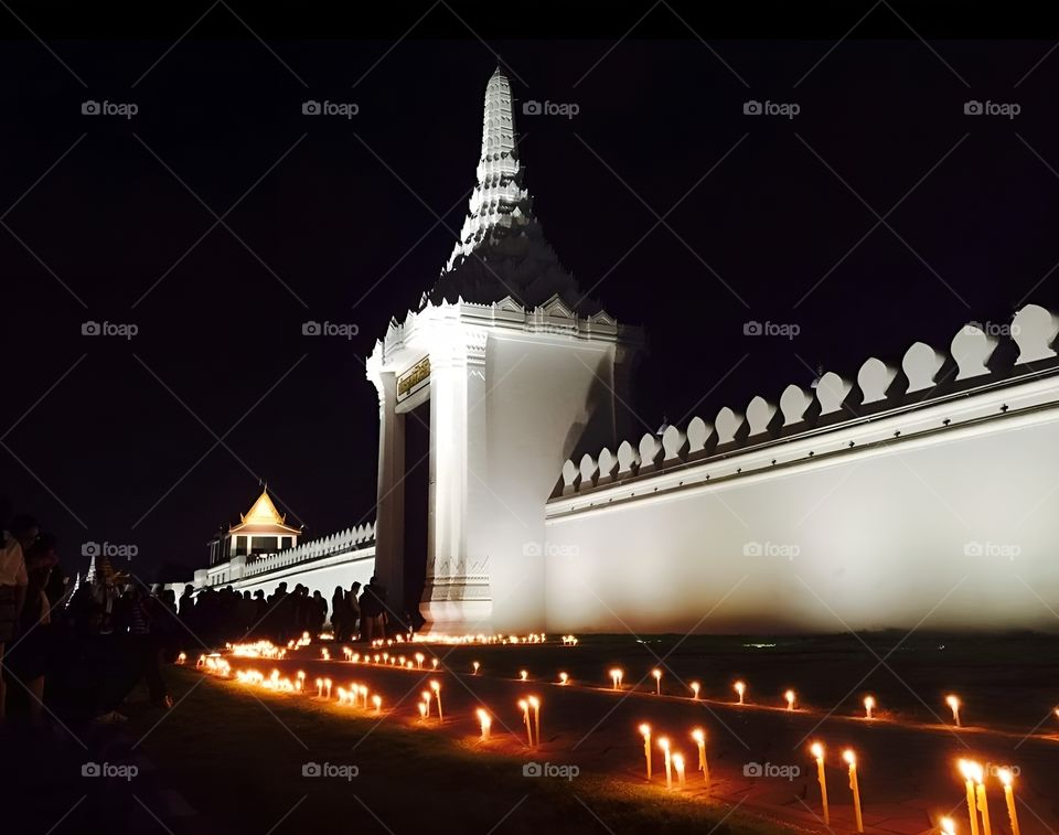 white caster palace at night