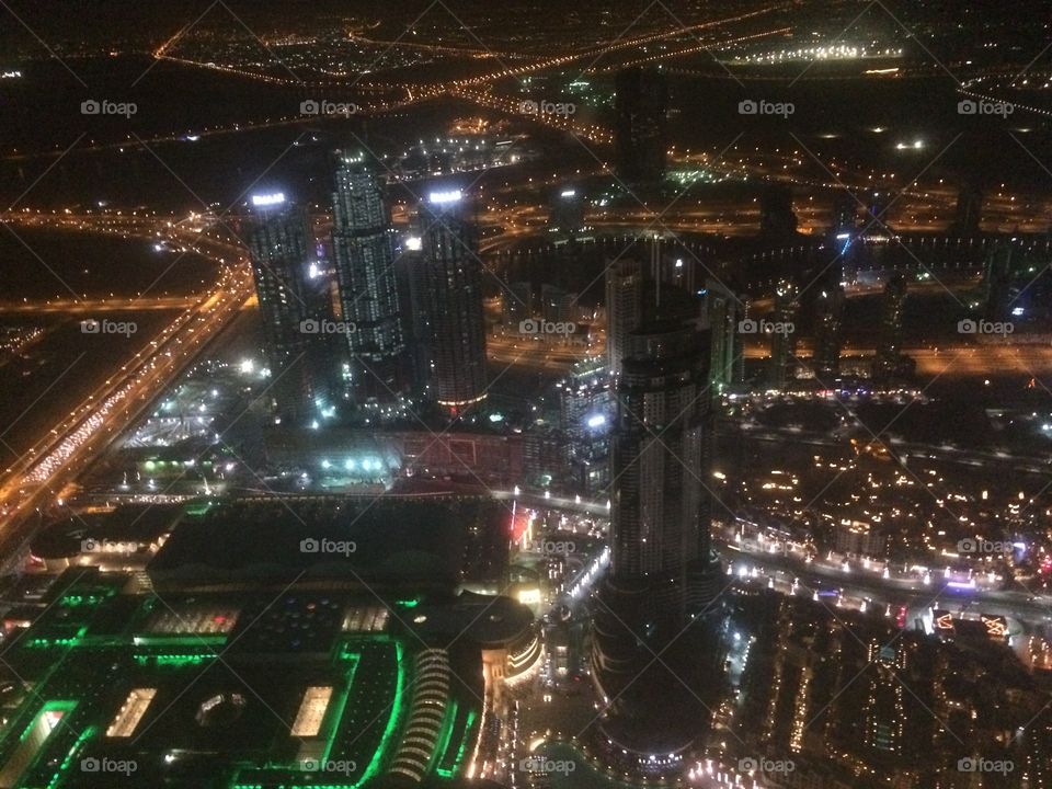 Night view of the city from the 125th floor