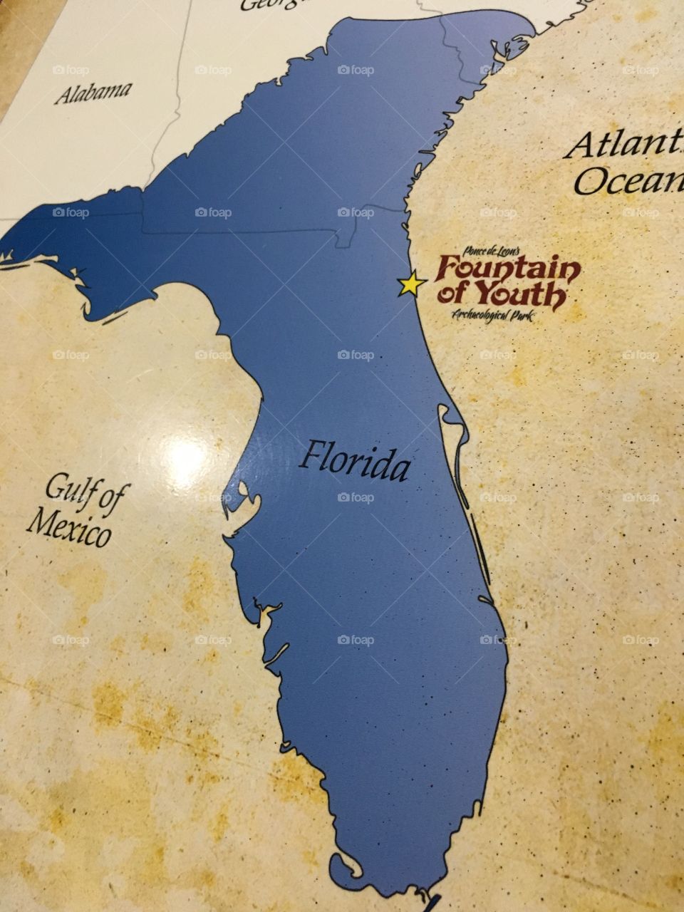 Map of Florida at the Fountain of Youth 