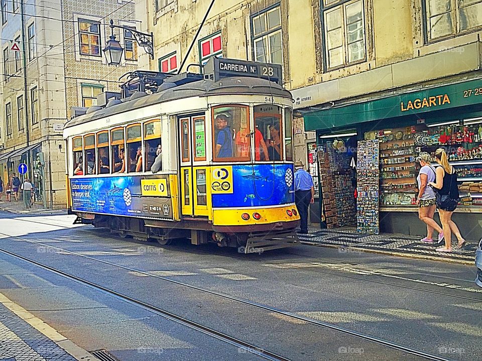 Local street of old town in Lisbon 