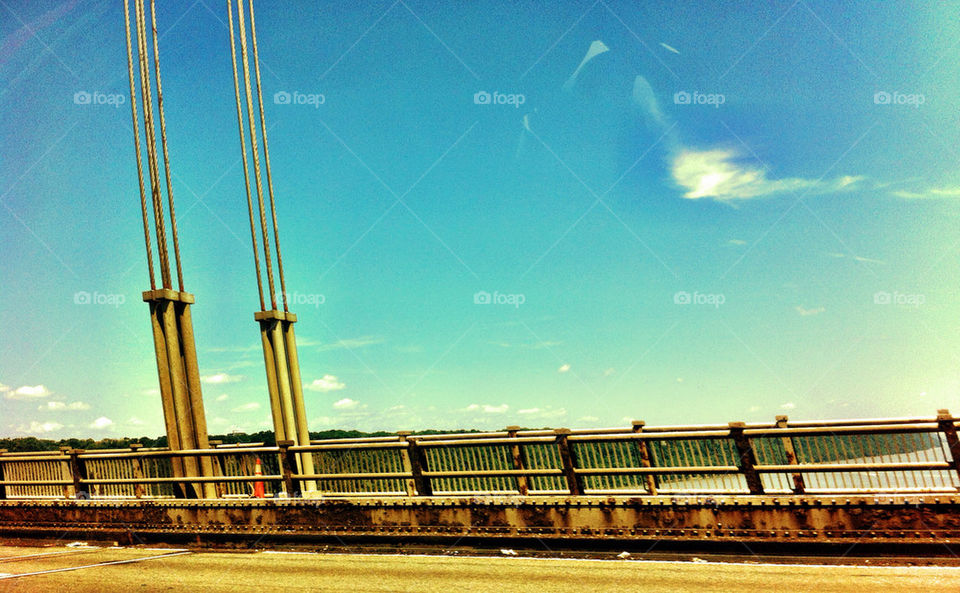 sky blue road bridge by percypiglet