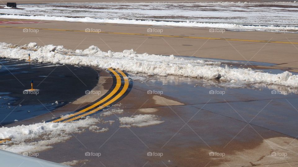 Icy airport runway