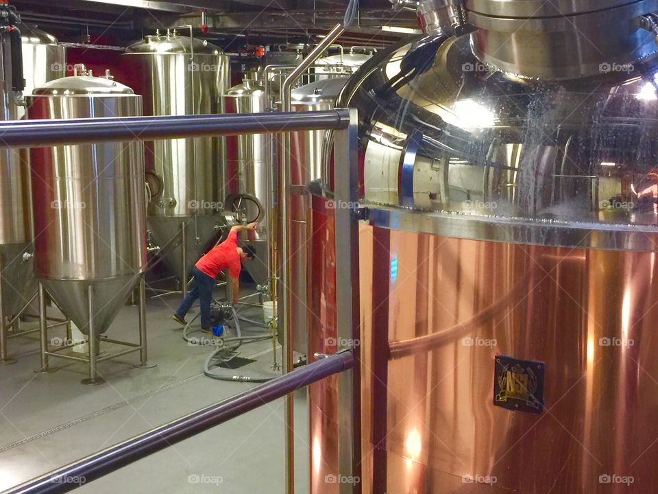 Brewery. Man working in brewery 