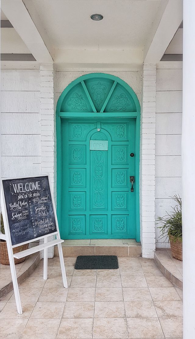 aqua restaurant vintage door