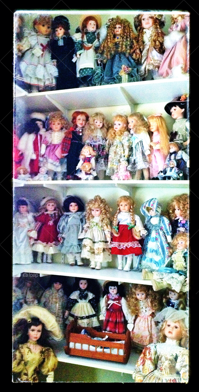 Wall of dolls