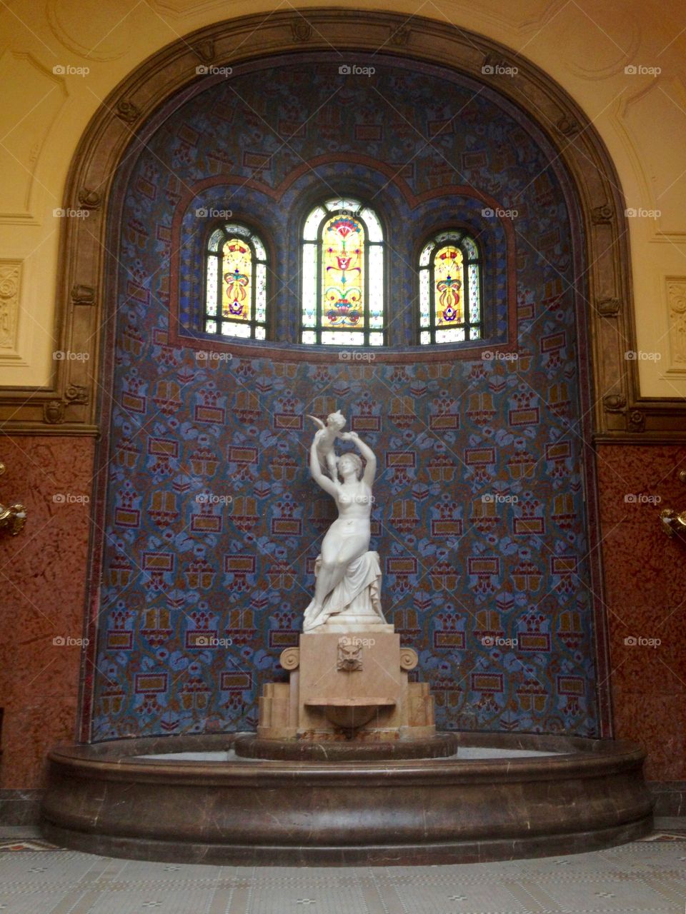 A statue in the building