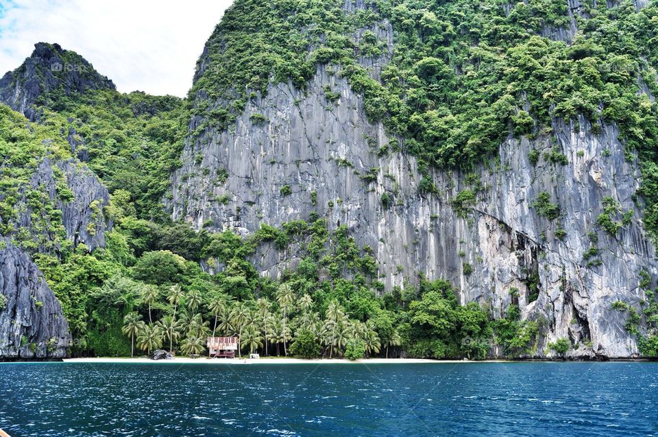Small hut built against cliff