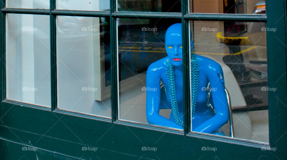 blue statue window figure by kphotographic