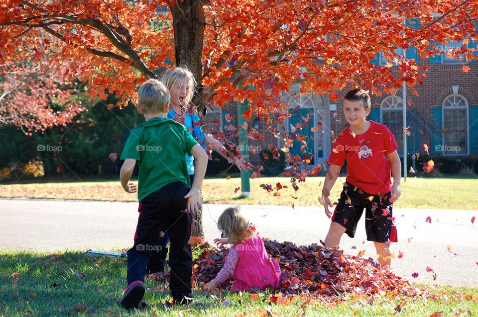 Playing in the leaves