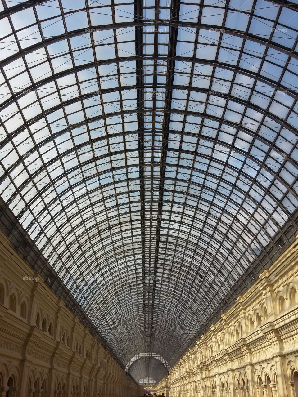 Architecture symmetrical, ceiling of mall, GUM, Moscow, Red Square