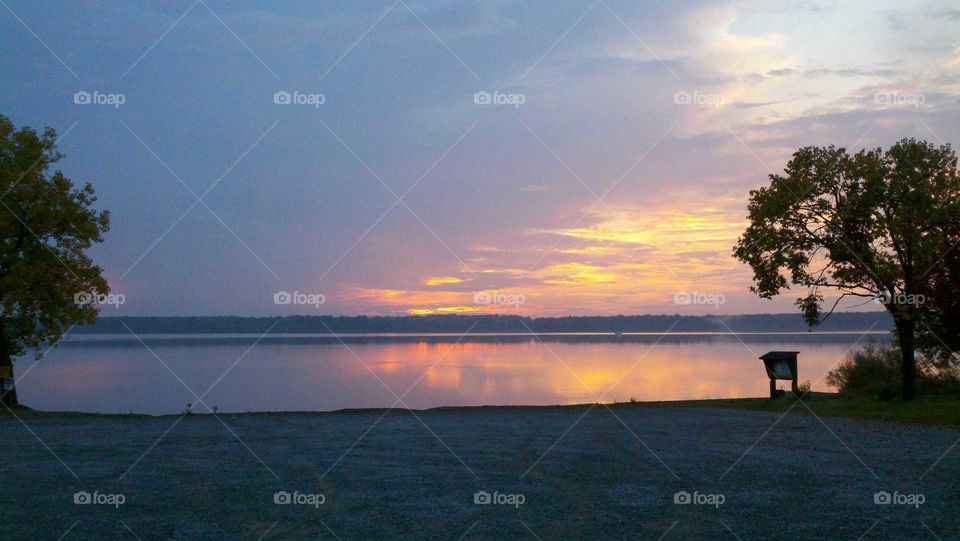 Sunset on lake