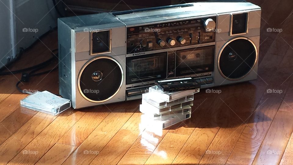 Boom box  with cassettes
