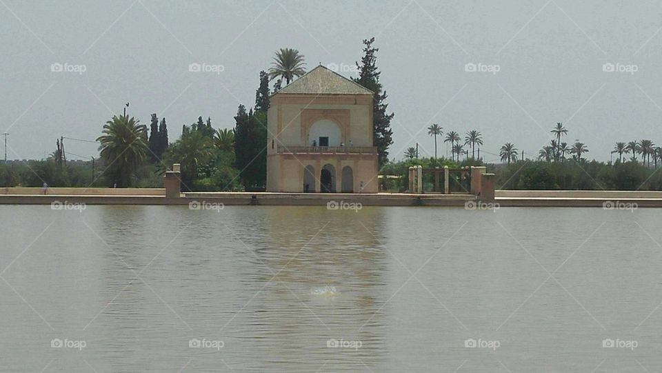 Famous Menara Garden at marrakech city in Morocco.