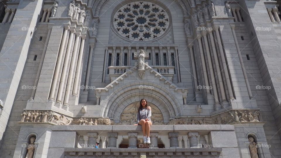 Cute girl and church 