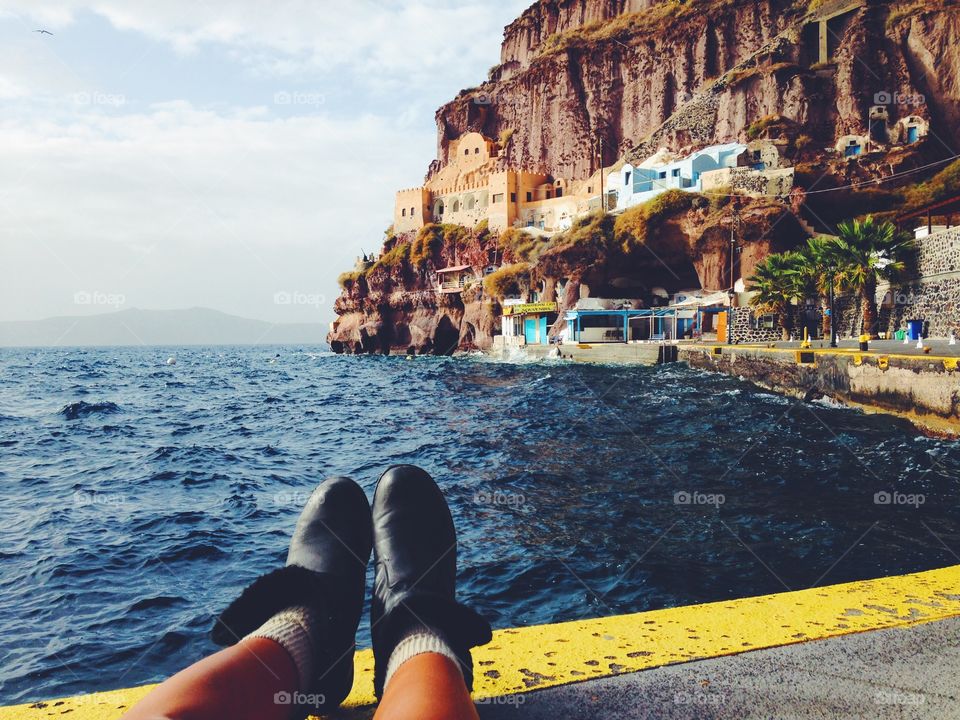 Feet view Santorini 