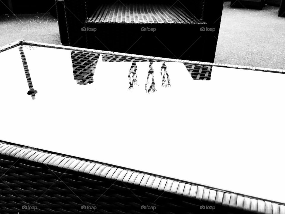 Glass table reflecting 