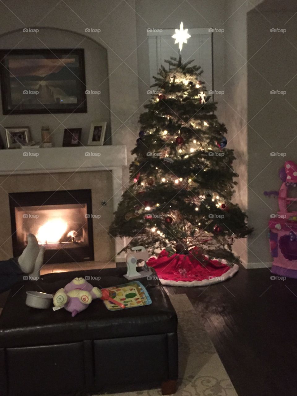 Christmas tree by the fire 