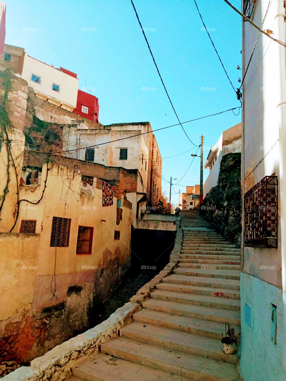 Old staircase on village Bhalil of morocco