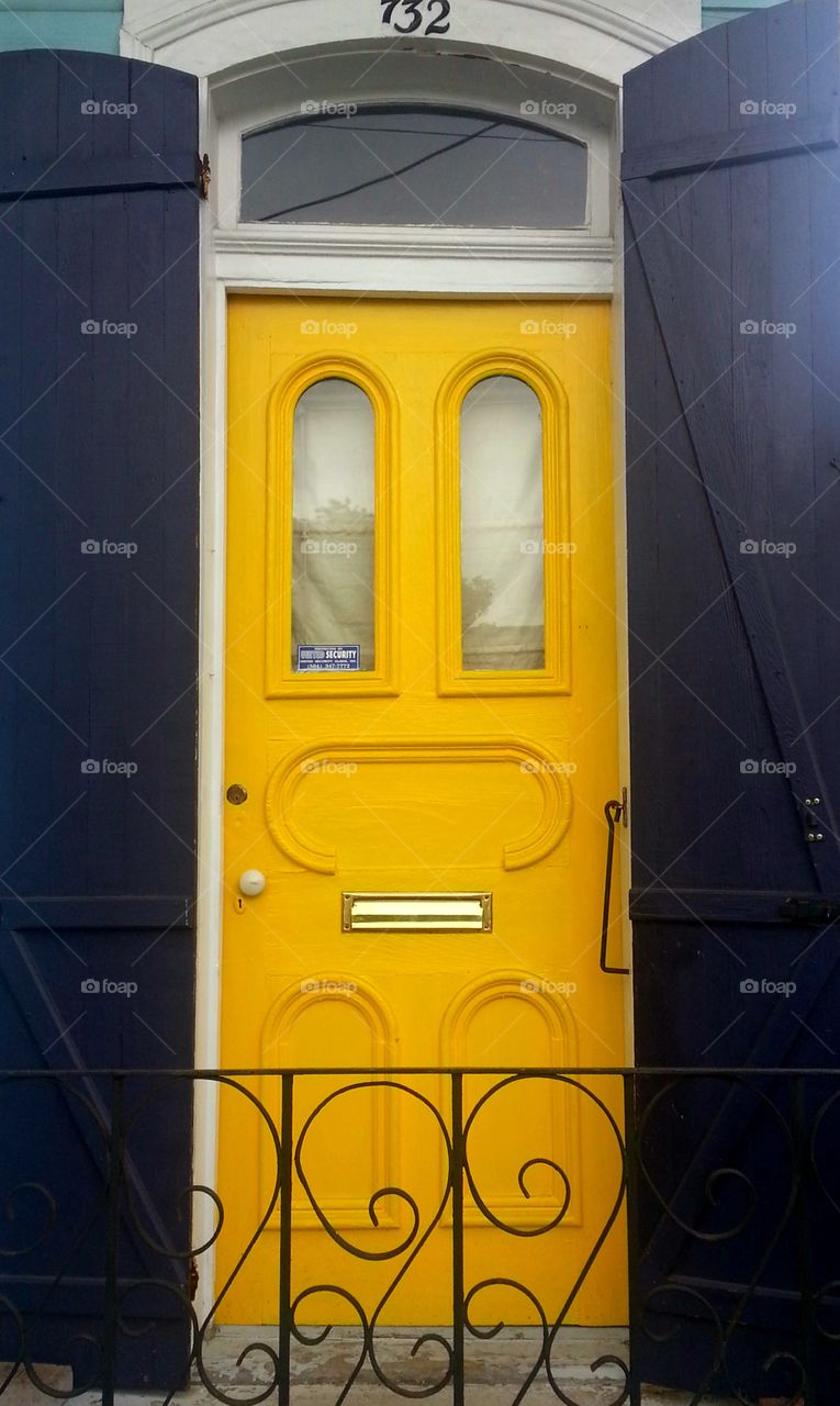 Yellow door in New Orleans, Louisiana