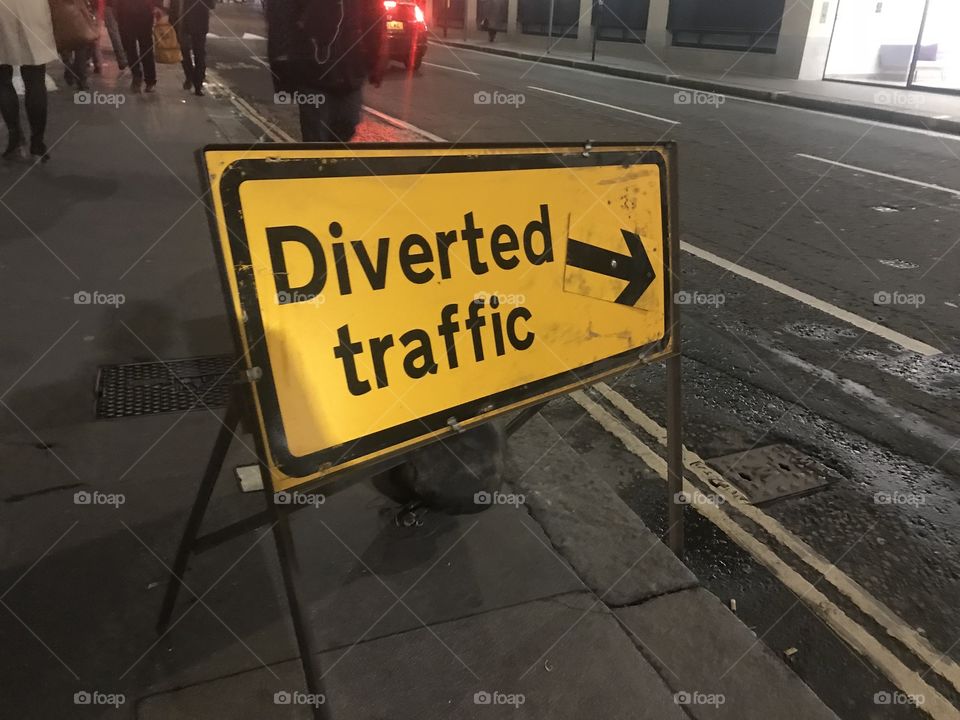 Diverted traffic sign London 