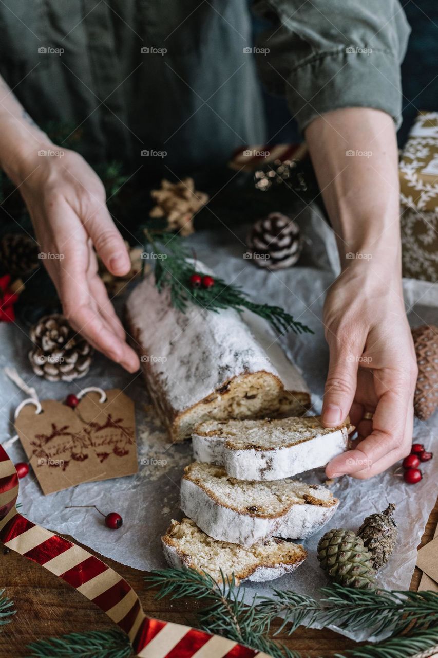 Homemade sweet cake for the Christmas holidays.