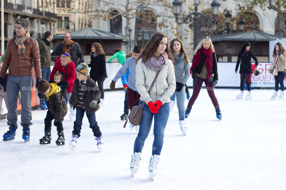 Ice skating in Valencia, Spain.