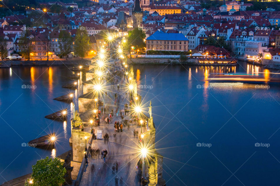 Charles bridge at night