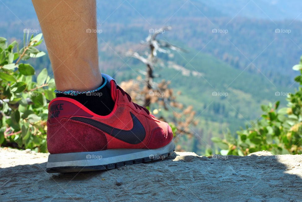 Nike sneakers shoes in a hiking view