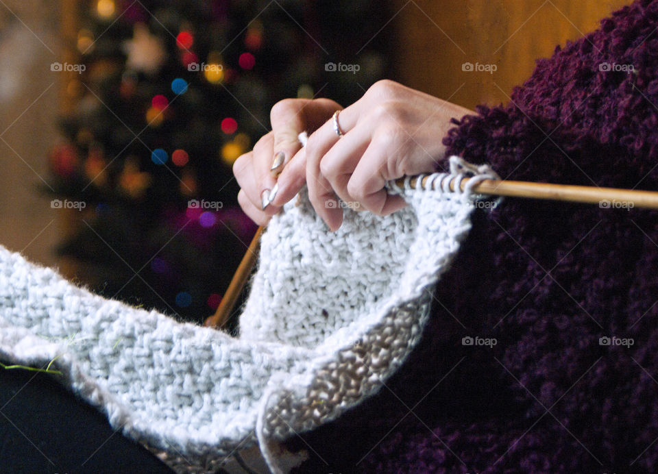 Close-up of a woman crocheting